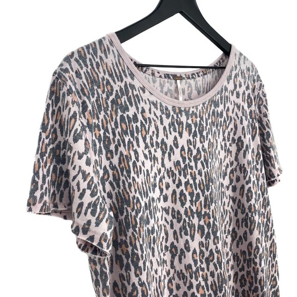 FREE PEOPLE Rose Quartz Leopard Tee NWT - Picture 5 of 15